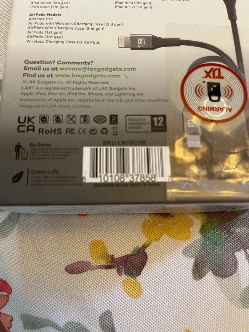 LAX Apple-Certified Lightning Cable - Grey (10 ft)